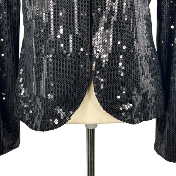Tulle Black Sequined Lined Blazer Size Large - Picture 9 of 9